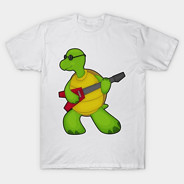 Turtle at Music with Guitar & Sunglasses T-Shirt by Markus Schnabel